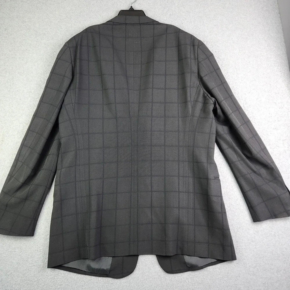 Armani Collezioni Blazer Jacket Men 44L Charcoal Grey Windowpane Single Breasted